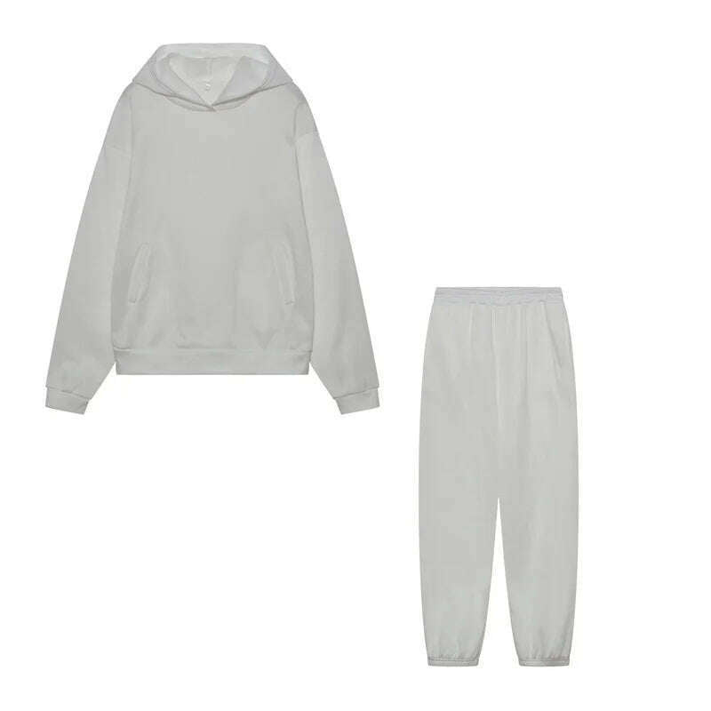 Women Hooded Tracksuit Sports 2 Pieces Set Streetwear Sweatshirts Pullover Pants Suit Home Sweatpants Trousers Outfits 2023 - KIMLUD