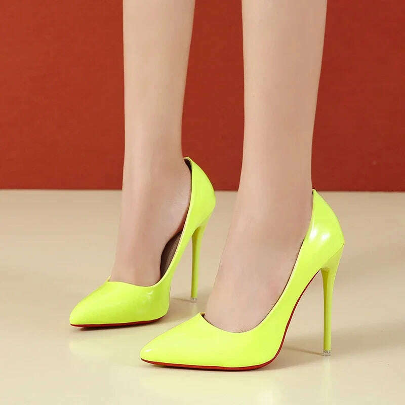 Women Shoes Red High Heels Sexy Pointed Toe 12cm Pumps Wedding Dress Shoes Nude Black Color Red Rubber Bottom High Heels - KIMLUD