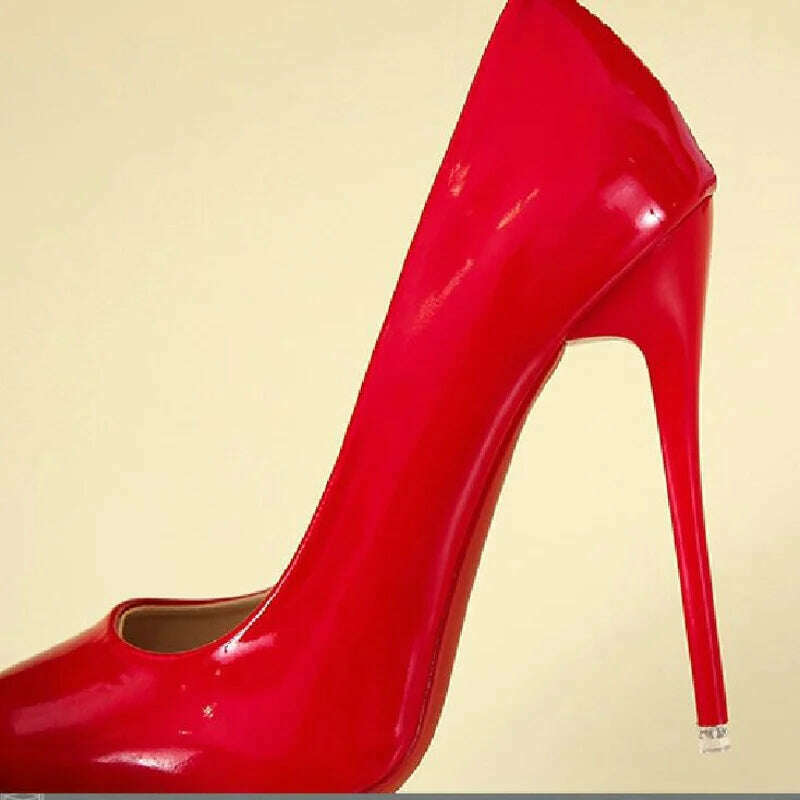 Women Shoes Red High Heels Sexy Pointed Toe 12cm Pumps Wedding Dress Shoes Nude Black Color Red Rubber Bottom High Heels - KIMLUD