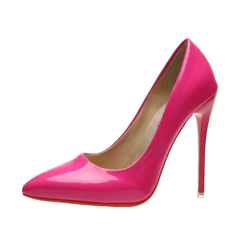 Women Shoes Red High Heels Sexy Pointed Toe 12cm Pumps Wedding Dress Shoes Nude Black Color Red Rubber Bottom High Heels - KIMLUD