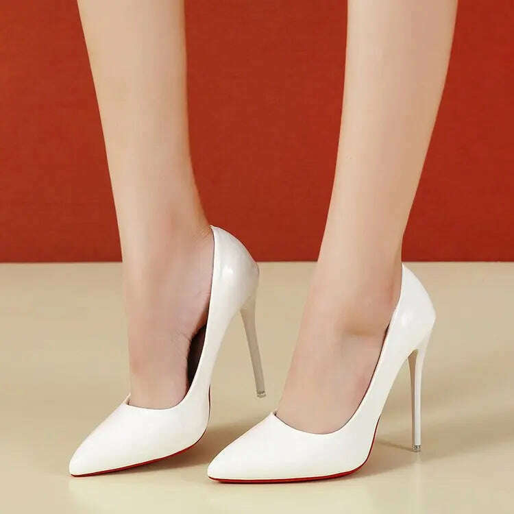Women Shoes Red Sole High Heels Sexy Pointed Toe Red Sole 12cm Pumps Wedding Dress Shoes Nude Black Color Red Bottom High Heels - KIMLUD