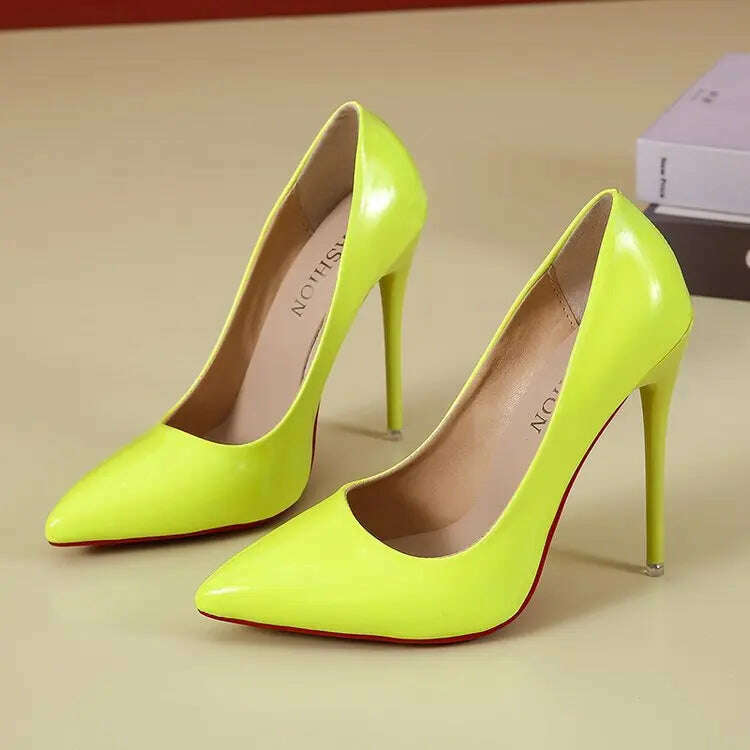 Women Shoes Red Sole High Heels Sexy Pointed Toe Red Sole 12cm Pumps Wedding Dress Shoes Nude Black Color Red Bottom High Heels - KIMLUD