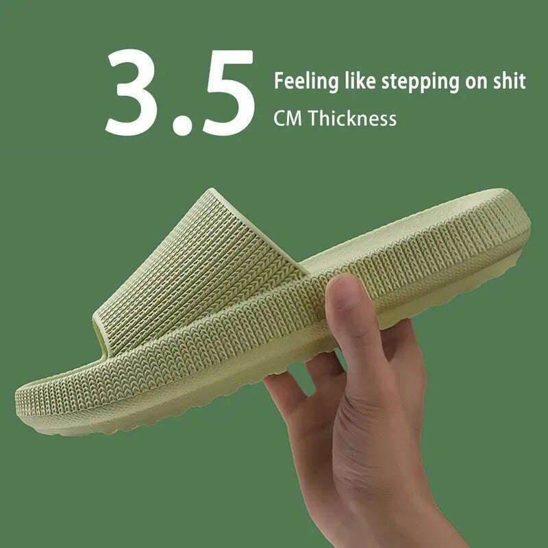 Women Slippers Thick Sole Summer Men Beach Slides Bathroom Anti-Slip Slipper Soft Sandals Fashion Flip-Flops Ultra-Light Shoes - KIMLUD