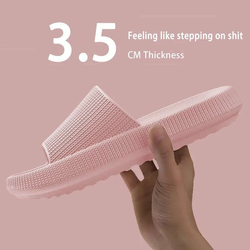 Women Slippers Thick Sole Summer Men Beach Slides Bathroom Anti-Slip Slipper Soft Sandals Fashion Flip-Flops Ultra-Light Shoes - KIMLUD
