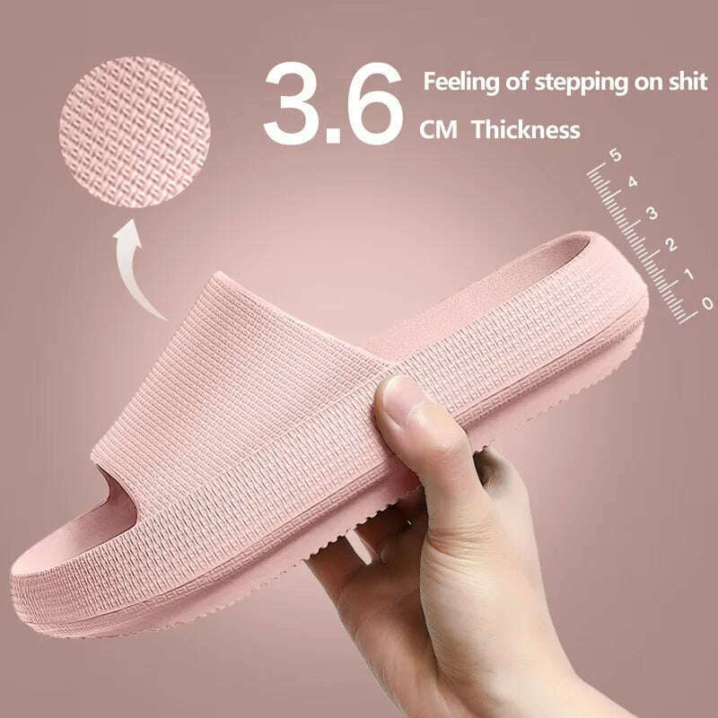 Women Slippers Thick Sole Summer Men Beach Slides Bathroom Anti-Slip Slipper Soft Sandals Fashion Flip-Flops Ultra-Light Shoes - KIMLUD