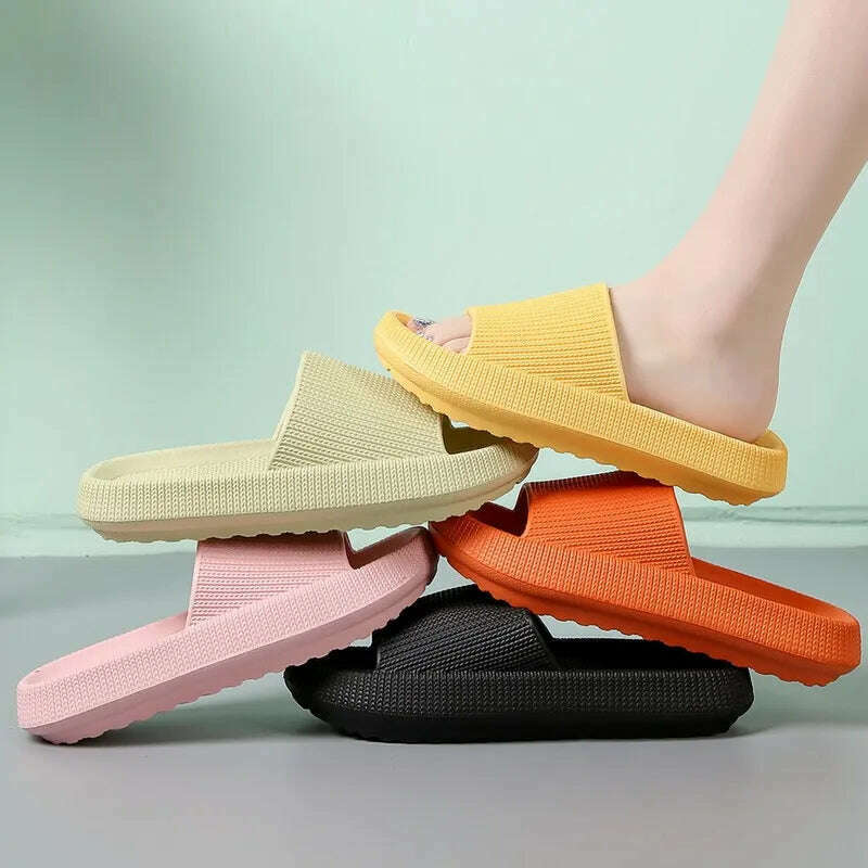 Women Slippers Thick Sole Summer Men Beach Slides Bathroom Anti-Slip Slipper Soft Sandals Fashion Flip-Flops Ultra-Light Shoes - KIMLUD