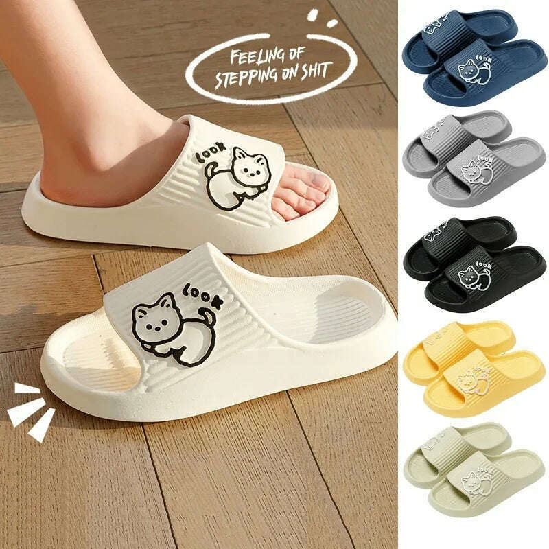 Women Slippers Thick Sole Summer Men Beach Slides Bathroom Anti-Slip Slipper Soft Sandals Fashion Flip-Flops Ultra-Light Shoes - KIMLUD