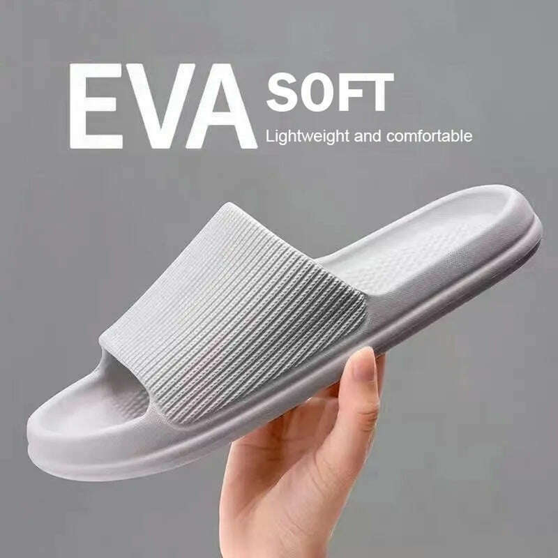 Women Slippers Thick Sole Summer Men Beach Slides Bathroom Anti-Slip Slipper Soft Sandals Fashion Flip-Flops Ultra-Light Shoes - KIMLUD