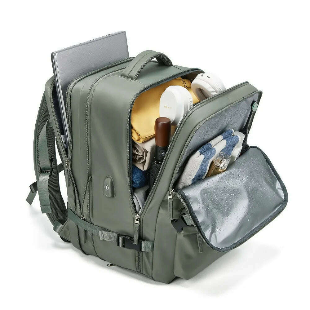 Women Travel Backpack 16 Inch Girl Expanded 39L USB Charging Business Laptop Backpack with Shoe Bag Waterproof Hiking Backpack - KIMLUD