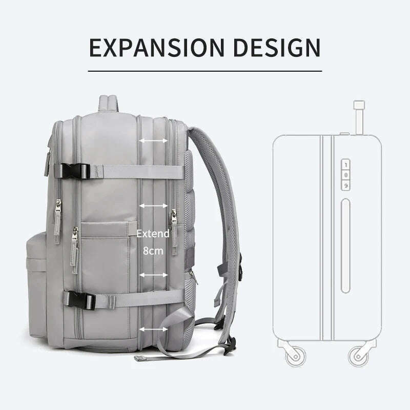 Women Travel Backpack 16 Inch Girl Expanded 39L USB Charging Business Laptop Backpack with Shoe Bag Waterproof Hiking Backpack - KIMLUD