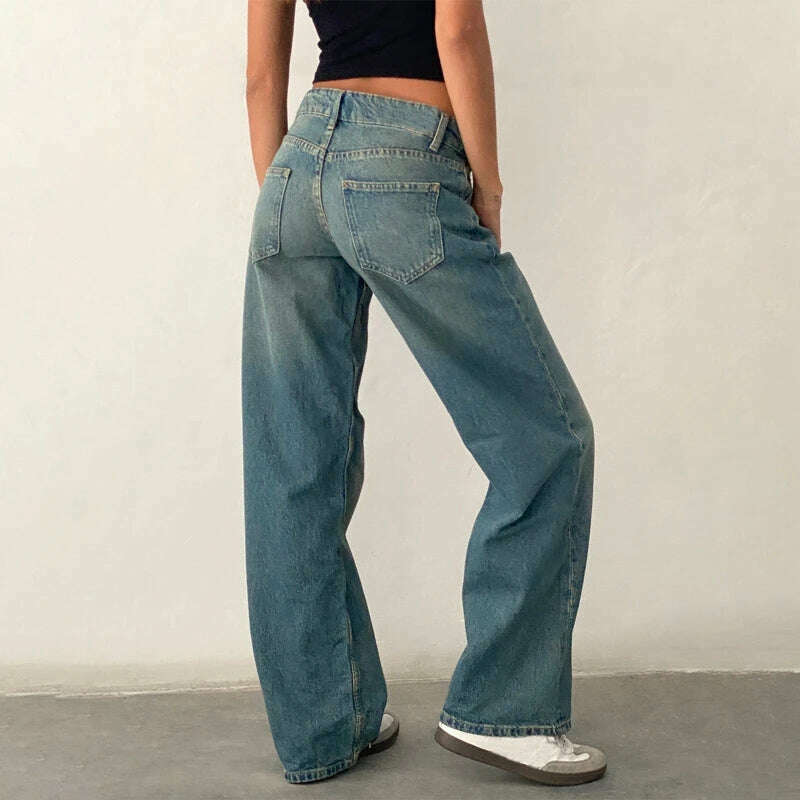 KIMLUD, Women Y2K Wide Leg Denim Pants Baggy Low Waist Boyfriend Jeans Casual Vintage Loose Fit Jeans Trousers Cyber Grunge Streetwear, KIMLUD Womens Clothes