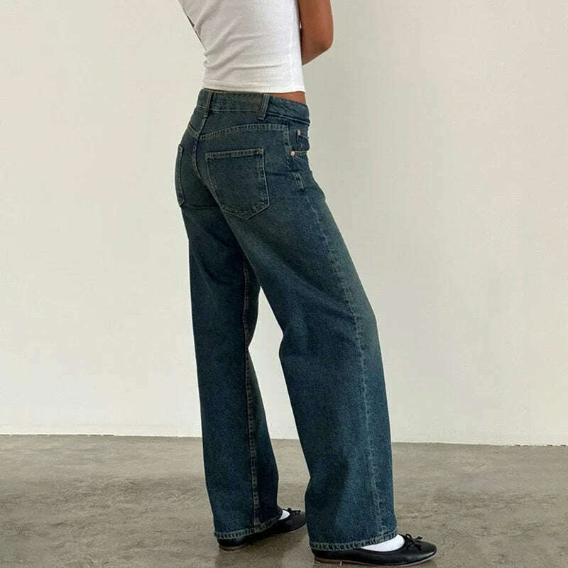 KIMLUD, Women Y2K Wide Leg Denim Pants Baggy Low Waist Boyfriend Jeans Casual Vintage Loose Fit Jeans Trousers Cyber Grunge Streetwear, KIMLUD Womens Clothes