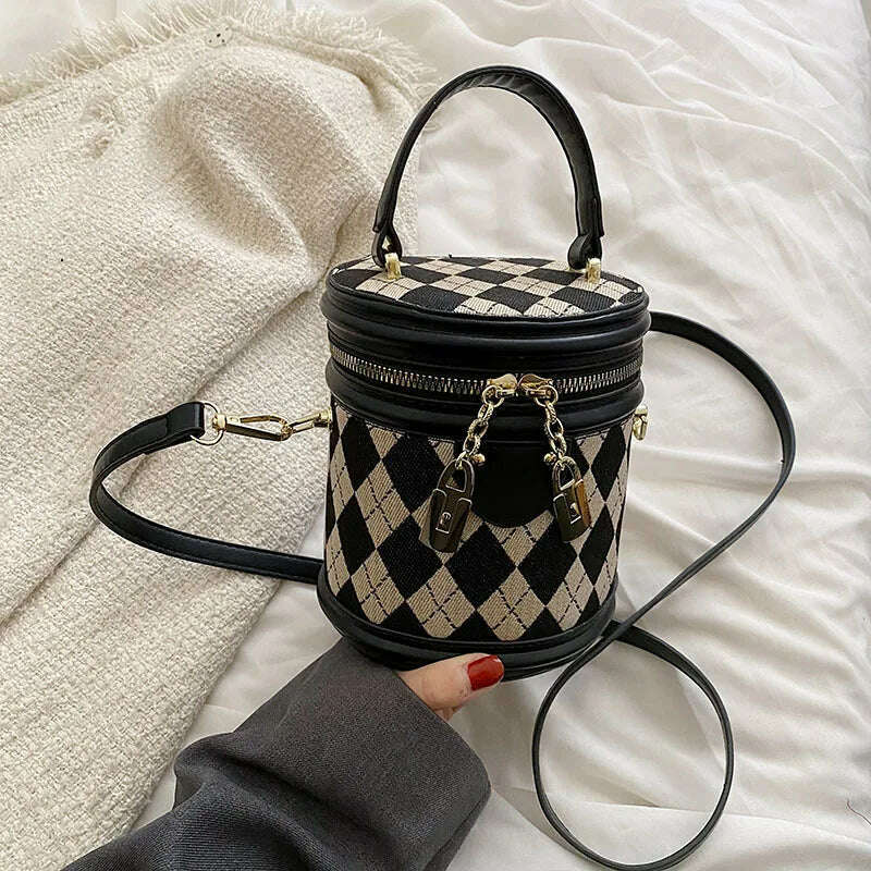 Women's Bag for Women Fashion Luxury Designer Zipper Small Handbags For Women Leather Bucket Shoulder Bag 2023 New Trend Pendant - KIMLUD
