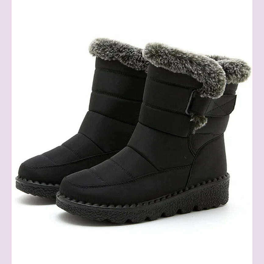 Women's Boots 2024 Trend Winter Shoes For Woman Winter Boots Ankle Low Heels Botas Mujer Waterproof Snow Boots With Fur Shoes - KIMLUD