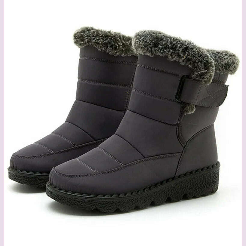 Women's Boots 2024 Trend Winter Shoes For Woman Winter Boots Ankle Low Heels Botas Mujer Waterproof Snow Boots With Fur Shoes - KIMLUD