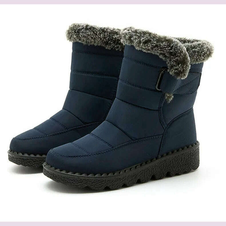 Women's Boots 2024 Trend Winter Shoes For Woman Winter Boots Ankle Low Heels Botas Mujer Waterproof Snow Boots With Fur Shoes - KIMLUD