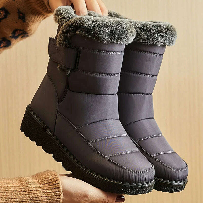 Women's Boots 2024 Trend Winter Shoes For Woman Winter Boots Ankle Low Heels Botas Mujer Waterproof Snow Boots With Fur Shoes - KIMLUD