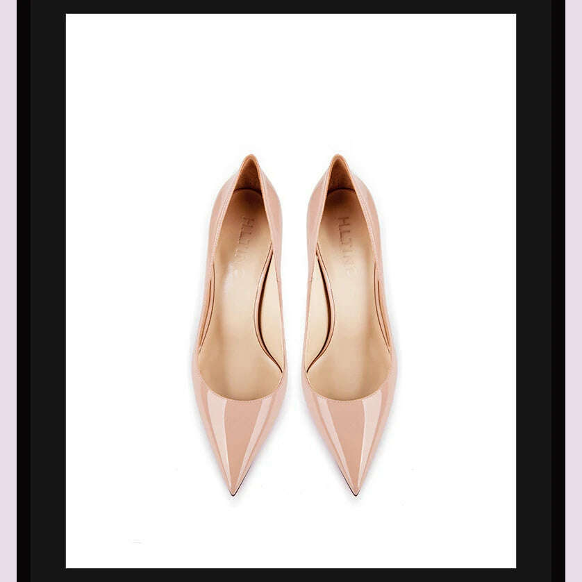KIMLUD, Women's heels 2025 trend Leather Luxury Pumps Red Bottom Pointed Toe High Heels Elegant Stiletto Party Ladies Shoes Woman 12cm, KIMLUD Womens Clothes