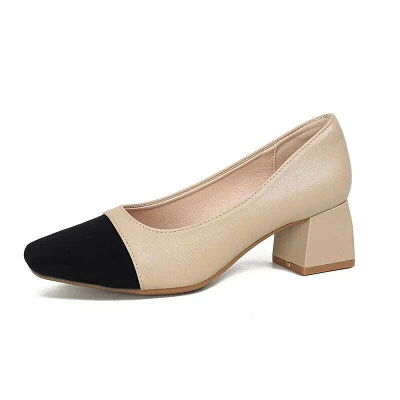 KIMLUD, Women's High Heels Luxury Designer Shoes French Autumn New Slip on Casual Office Work Loafer Pumps Zapatillas Mujer 2024, KIMLUD Womens Clothes