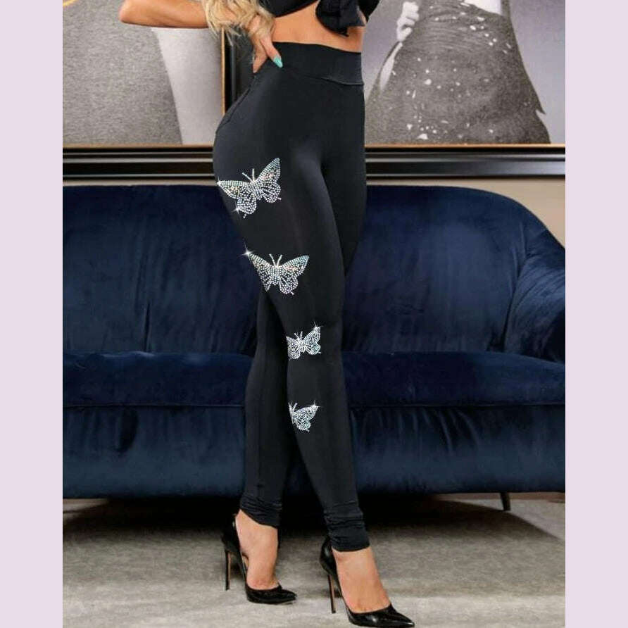 KIMLUD, Women's pants casual Eyelet Tie Leggings 2022 summer autumn spring new fashion skinny female trouser slim ladies outfits, B / XL, KIMLUD APPAREL - Womens Clothes