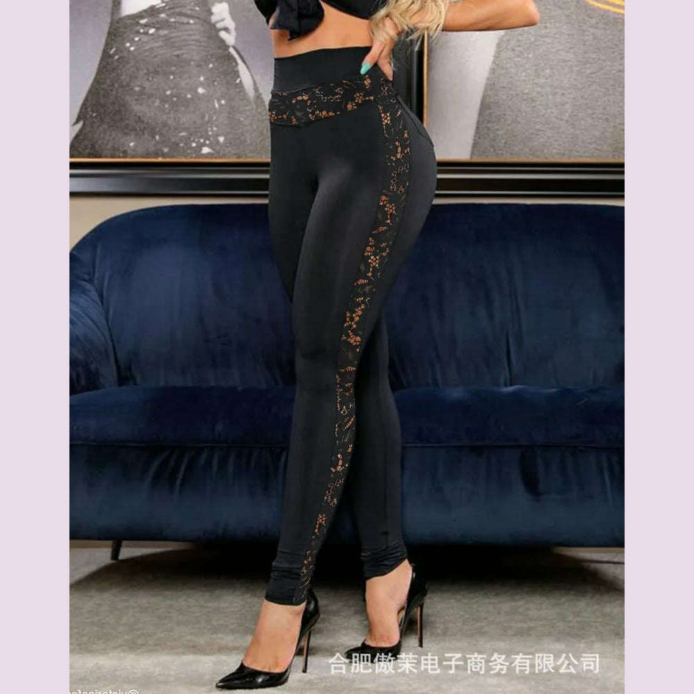 KIMLUD, Women's pants casual Eyelet Tie Leggings 2022 summer autumn spring new fashion skinny female trouser slim ladies outfits, C / S, KIMLUD APPAREL - Womens Clothes