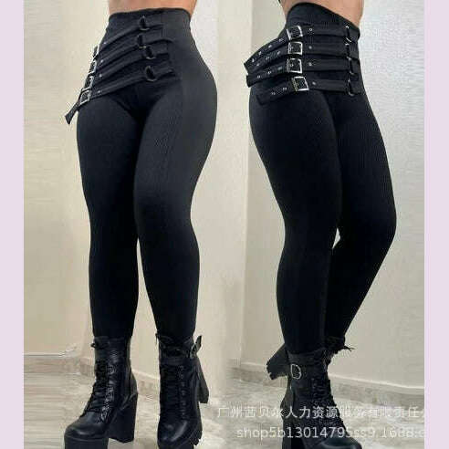 KIMLUD, Women's Pants High Waist Trousers 2023 Button Decoration Office Solid Color Elegant Hip Lifting Leggings Skinny Pencil Pants, B / S, KIMLUD APPAREL - Womens Clothes