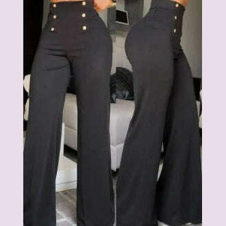 KIMLUD, Women's Pants High Waist Trousers 2023 Button Decoration Office Solid Color Elegant Hip Lifting Leggings Skinny Pencil Pants, A / S, KIMLUD APPAREL - Womens Clothes