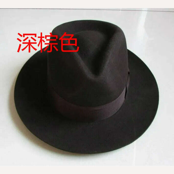 Wool Fedora Hat Unisex Felt Fedoras Hats Adult Fashion Trilby Hats Popular Headwear Wool Fedora Trilby Hats Man's Cap B-8130 - KIMLUD