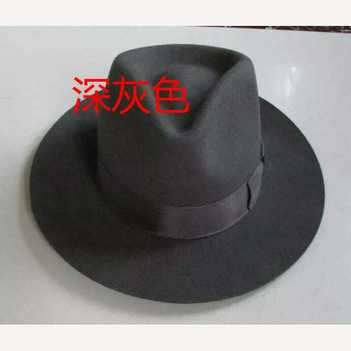 Wool Fedora Hat Unisex Felt Fedoras Hats Adult Fashion Trilby Hats Popular Headwear Wool Fedora Trilby Hats Man's Cap B-8130 - KIMLUD