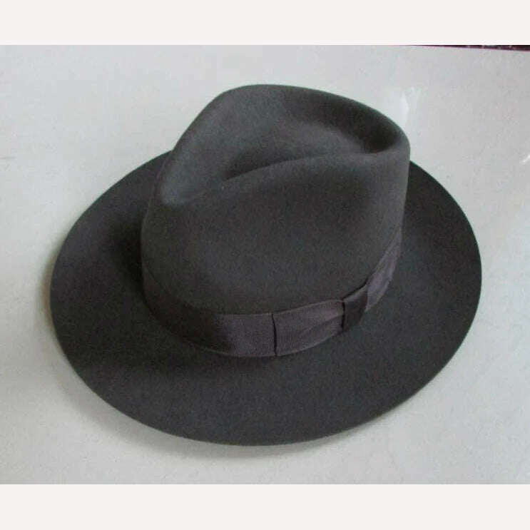 Wool Fedora Hat Unisex Felt Fedoras Hats Adult Fashion Trilby Hats Popular Headwear Wool Fedora Trilby Hats Man's Cap B-8130 - KIMLUD