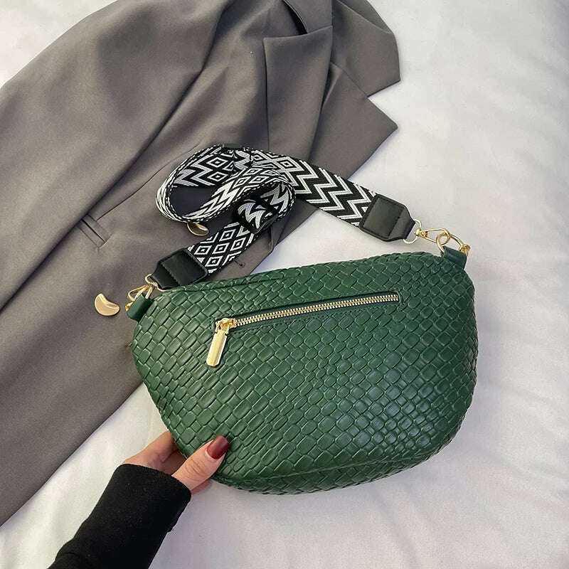 KIMLUD, Woven pattern Waist Bag Ladies Fanny Pack High Quality Chest Bag Fashion Shoulder Bag Female Belt Purses Designer Crossbody Bags, KIMLUD Womens Clothes