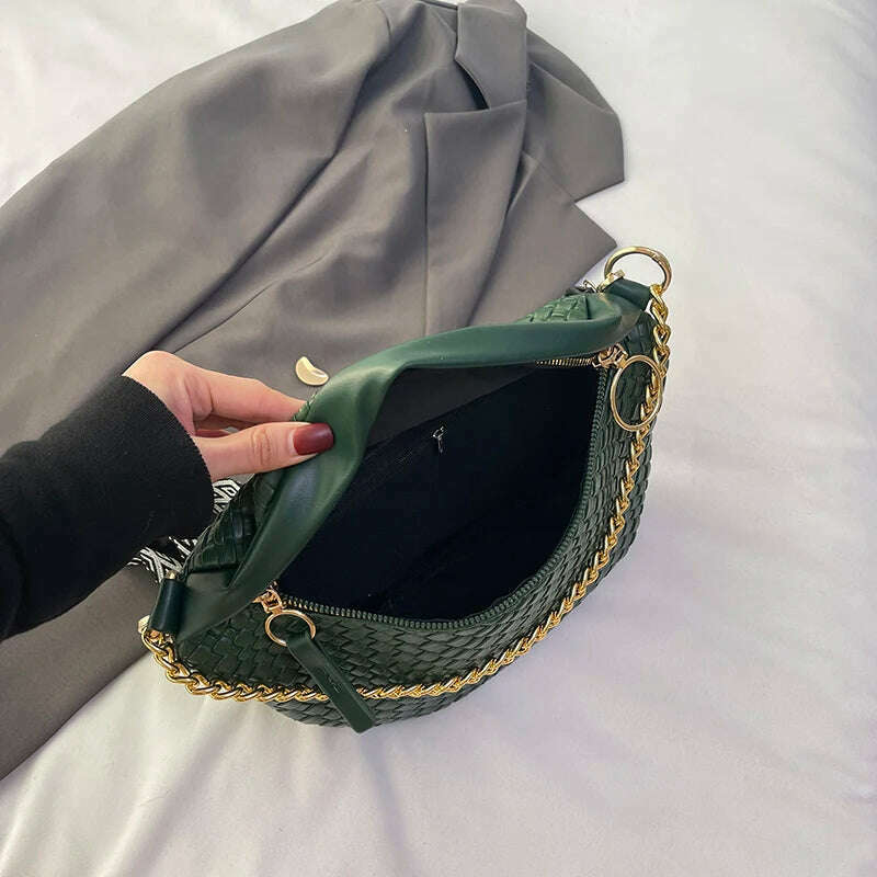 KIMLUD, Woven pattern Waist Bag Ladies Fanny Pack High Quality Chest Bag Fashion Shoulder Bag Female Belt Purses Designer Crossbody Bags, KIMLUD Womens Clothes