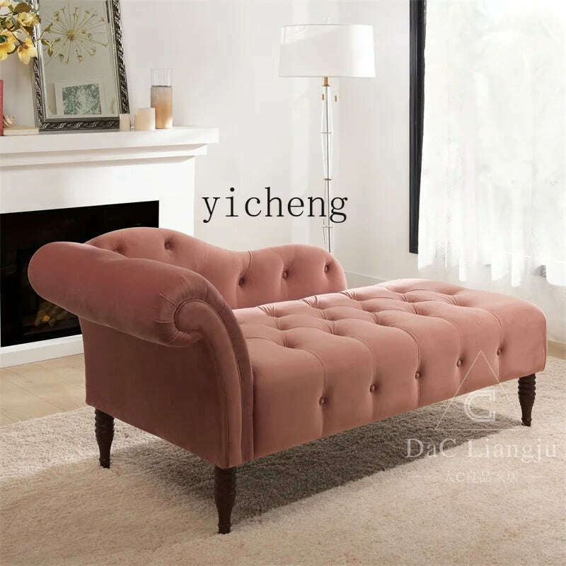 XL American Fabric Chaise Longue Sofa Lazy Recliner Nordic Master Bedroom Taffy Chair - KIMLUD
