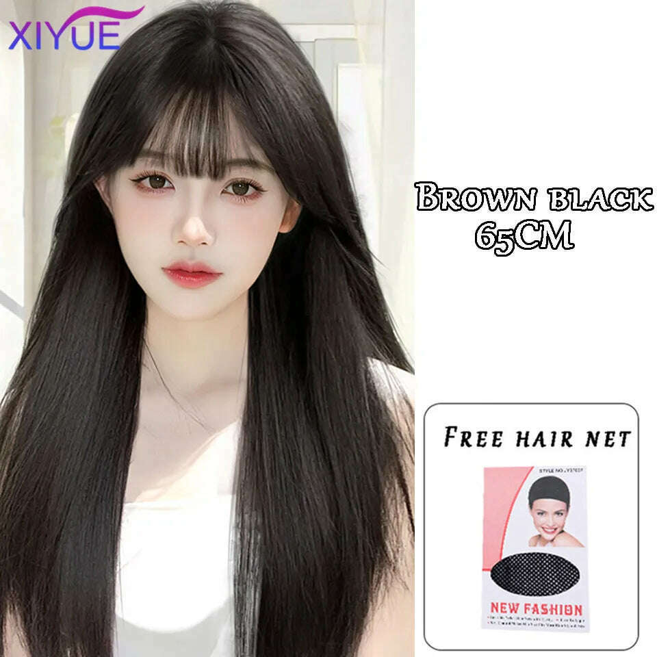 XUTYE Wig Women's Long Hair Full Head Set with Natural Synthetic Hair Water Ripple Daily Full Top Wig Set - KIMLUD