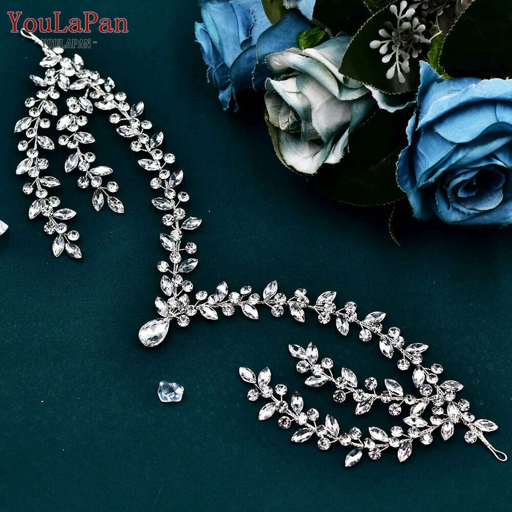 KIMLUD, YouLaPan Bride Forehead Headband Sparkling Rhinestone Headpieces For Wedding Women Prom Party Head Jewelry Accessories HP599, HP599, KIMLUD APPAREL - Womens Clothes