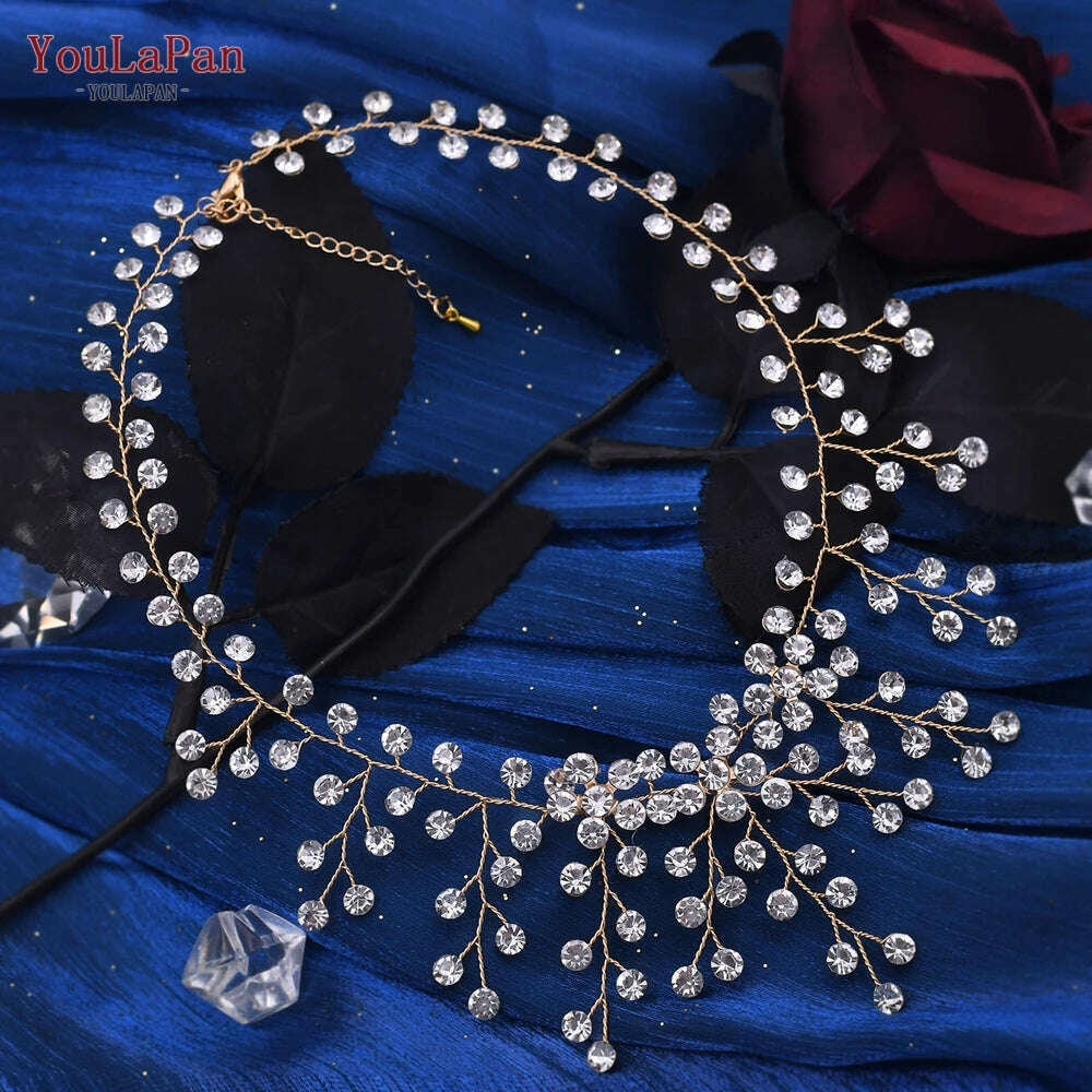 YouLaPan HN01 Shiny Crystal Bridal Necklace Ladies Women Collar Chain Choker Wedding Party Diamante Rhinestone Brides Jewelry - KIMLUD