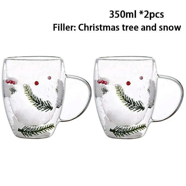KIMLUD, YWDL 1/2pcs Double Wall Glass Cup With Handle Heat Resistant Tea Coffee Cups Espresso Milk Mug Gift, KIMLUD Womens Clothes