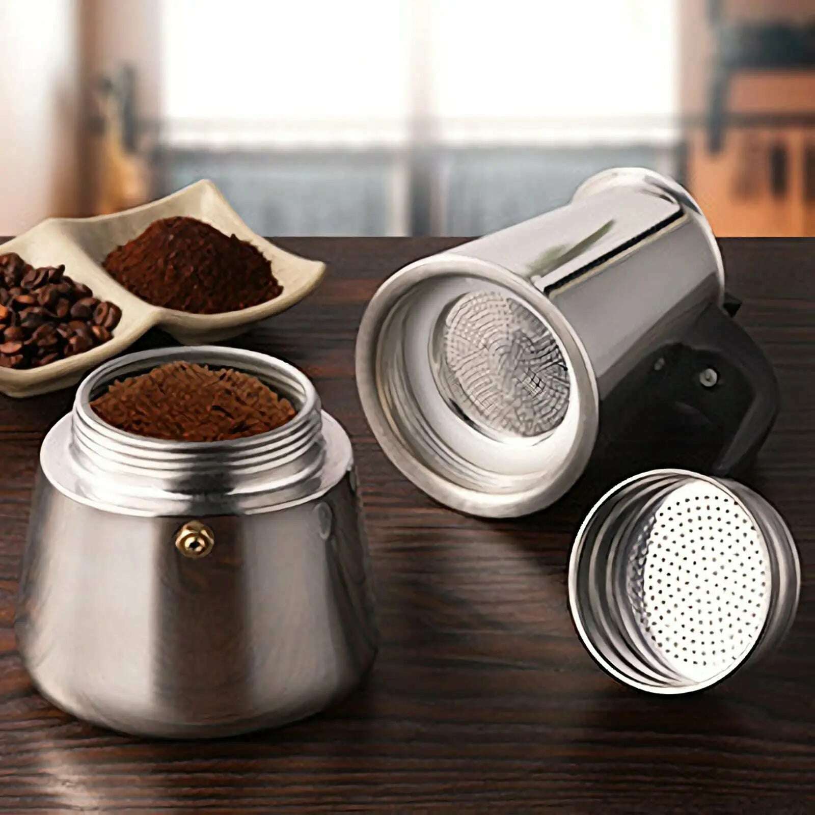 KIMLUD, 1-12 Cup 600ML Stovetop Moka Pot for Portable Coffee Maker,Stainless Steel Coffee Pot,Espresso Percolator Maker for Home Camping, KIMLUD Womens Clothes