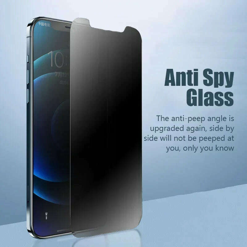 1-2PCS Anti-Spy Glass for iPhone 15 14 13 12 11 Pro Max Mini X XS XR 7 8 6 Plus Privacy Screen Protector For iPhone SE 2020 2022 - KIMLUD
