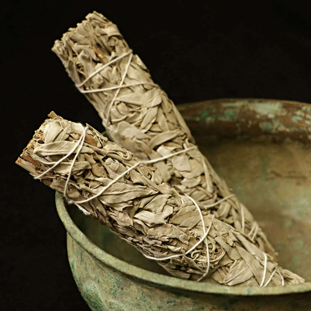 1-40PCS 10.5cm Natural White Sage Bundle Smudge Sticks Pure Leaf Smoky For Yoga Home Cleansing Healing Meditation Smudging - KIMLUD