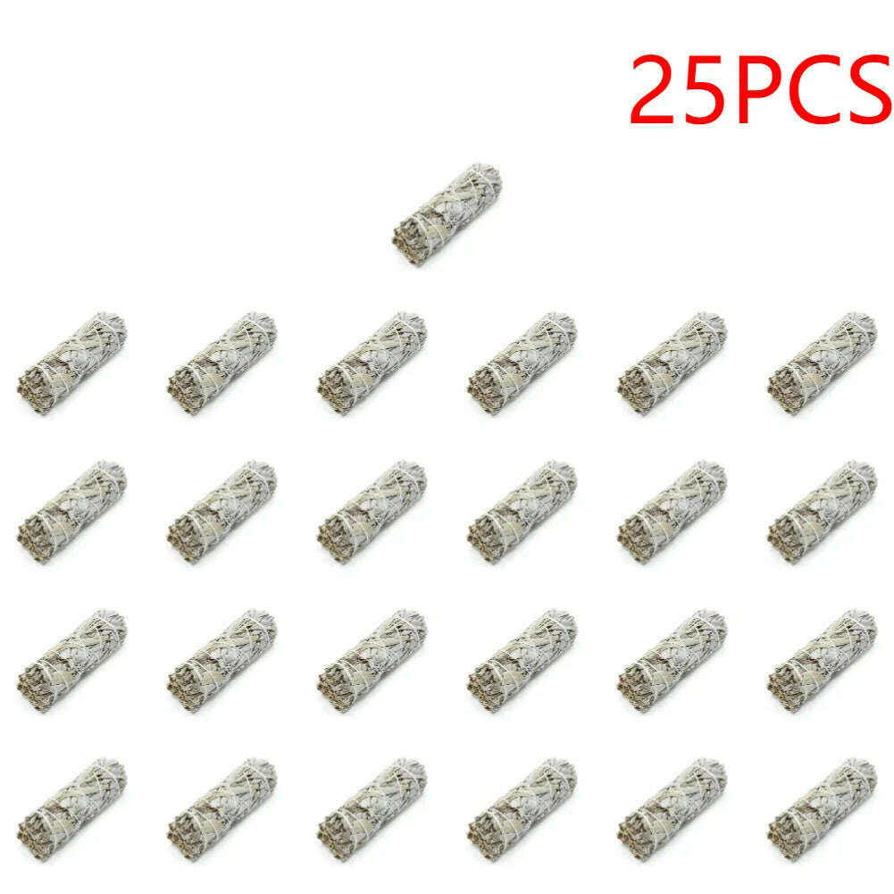 1-40PCS 10.5cm Natural White Sage Bundle Smudge Sticks Pure Leaf Smoky For Yoga Home Cleansing Healing Meditation Smudging - KIMLUD