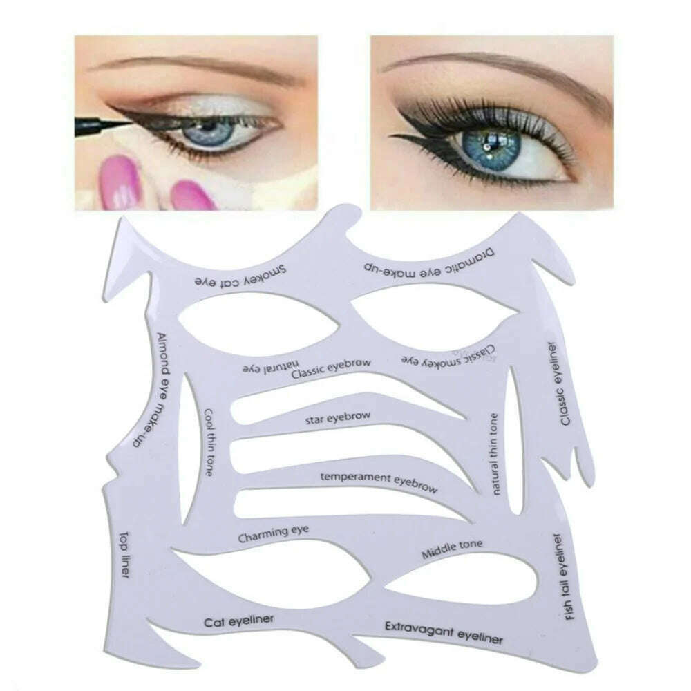 1 Box/bag Eyeliner Stencils Stickers Non-Woven Eye Liner Template Cards Eye Make Up Template Kits Eyeliner Shaping Tools 11*10cm - KIMLUD