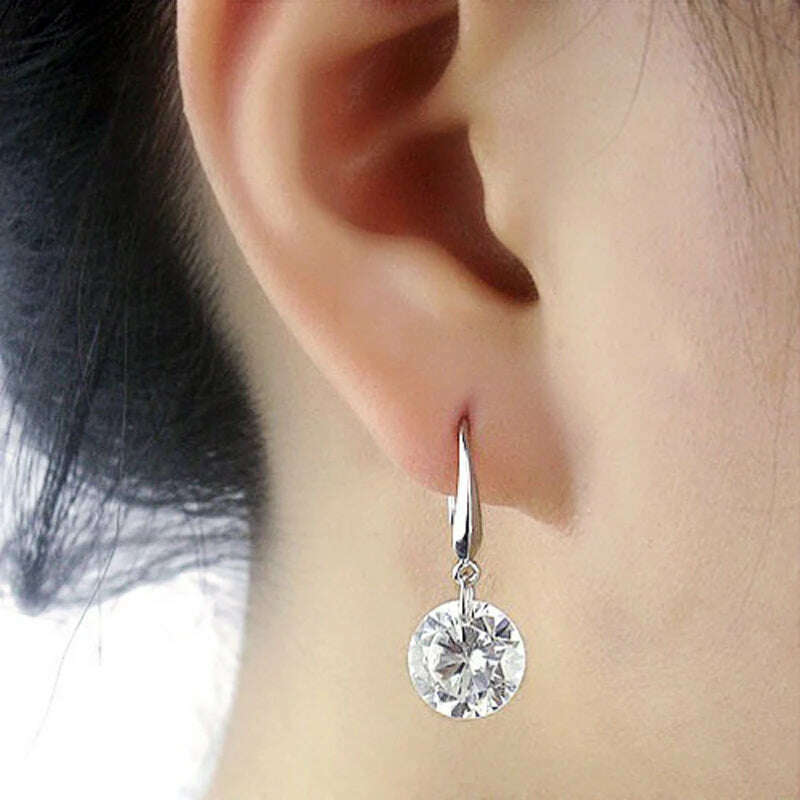 1 Carat Moissanite Earrings Women 925 Sterling Silver Drop Earrings 14k White Gold Plated Copy Diamond Pendant Earrings Jewelry - KIMLUD