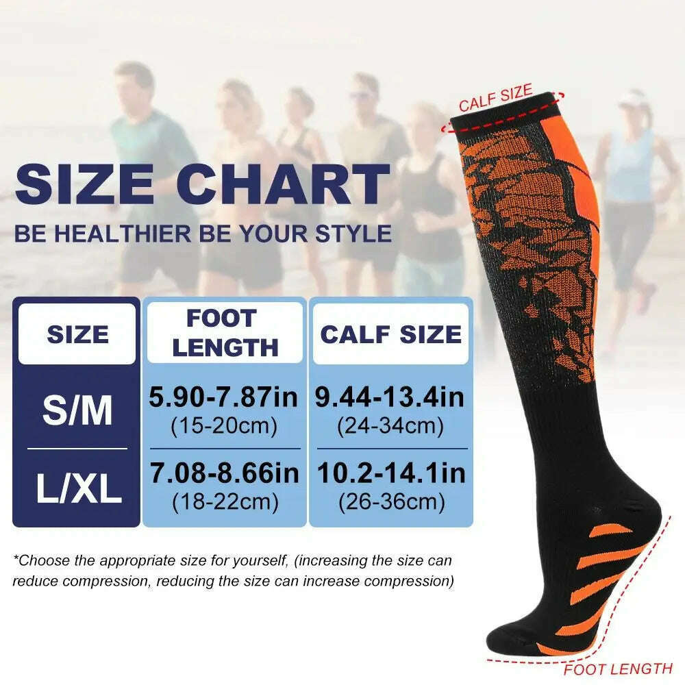 1 Pair Compression Sports Socks for Women and Men - Calf Support Socks for Running Nurses Flight Pregnancy Circulation Athletic - KIMLUD
