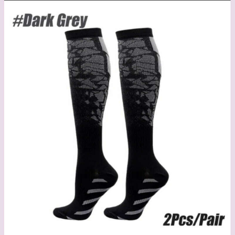 1 Pair Compression Sports Socks for Women and Men - Calf Support Socks for Running Nurses Flight Pregnancy Circulation Athletic - KIMLUD