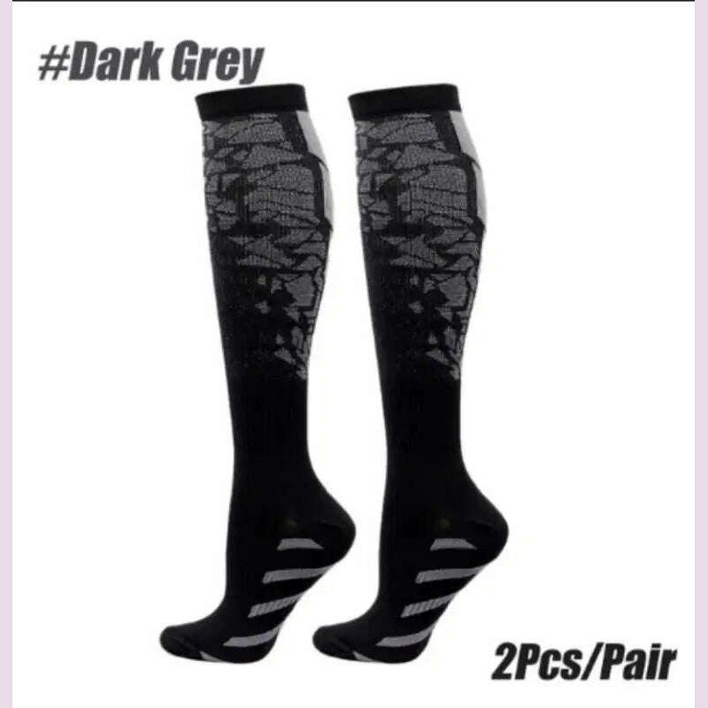 1 Pair Compression Sports Socks for Women and Men - Calf Support Socks for Running Nurses Flight Pregnancy Circulation Athletic - KIMLUD