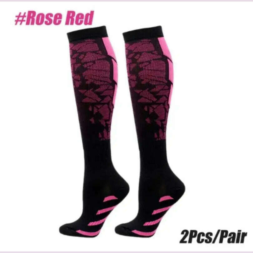 1 Pair Compression Sports Socks for Women and Men - Calf Support Socks for Running Nurses Flight Pregnancy Circulation Athletic - KIMLUD