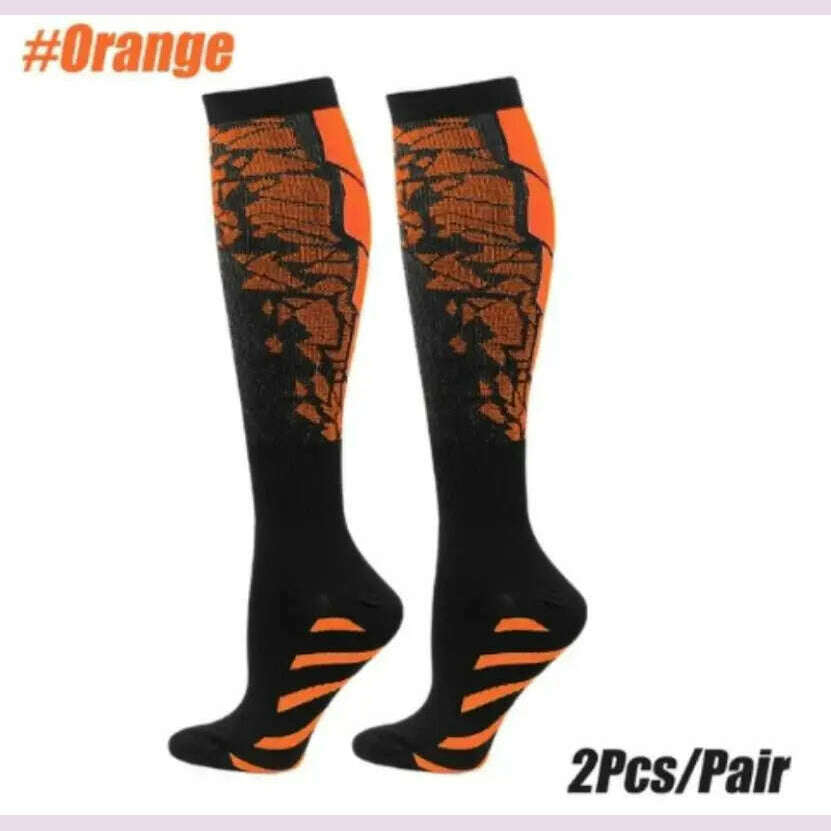 1 Pair Compression Sports Socks for Women and Men - Calf Support Socks for Running Nurses Flight Pregnancy Circulation Athletic - KIMLUD