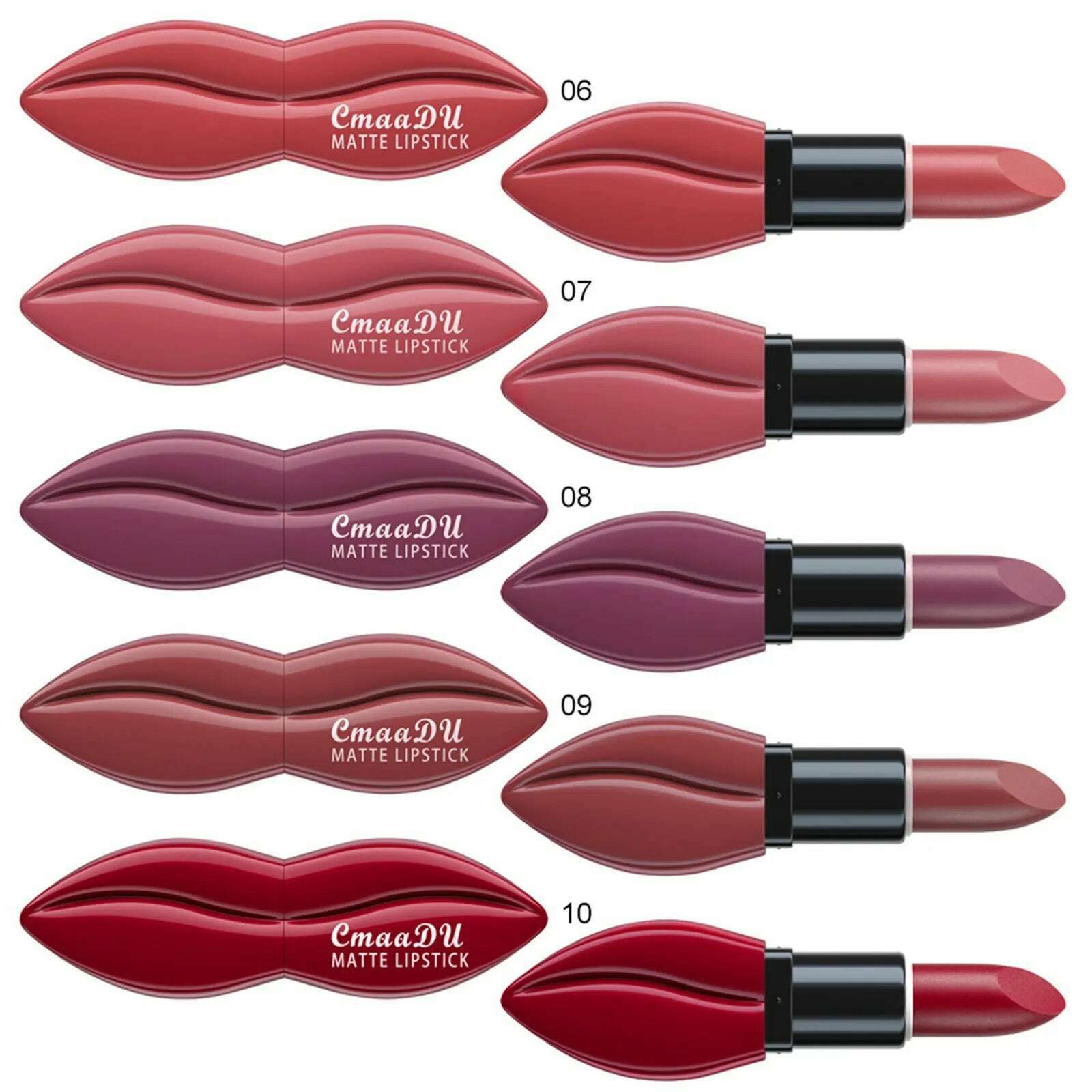 10 Colors Waterproof Big Mouth Nude Matte Lipsticks Long Lasting Lip Stick Not Fading Sexy Red Velvet Lipstick Makeup Cosmetic - KIMLUD