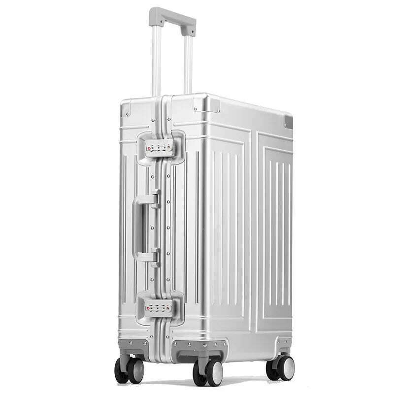 KIMLUD, 100% Aluminum-magnesium alloy Travel Suitcase Rolling Luggage 20/24/28 inch Trolley Luggage Carry-On Cabin Suitcase, Silver / 20Inches 500mm, KIMLUD APPAREL - Womens Clothes